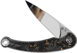 QSP Dolphin Linerlock Knife - Gold Carbon Fiber Handle With 14C28N Blade For EDC Enthusiasts by QSP Knife