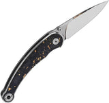 QSP Dolphin Linerlock Knife - Gold Carbon Fiber Handle With 14C28N Blade For EDC Enthusiasts by QSP Knife