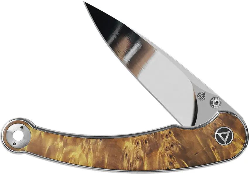 QSP Dolphin Linerlock Knife With Wood Handle - 3.13 Inch Spear Point Blade 14C28N Sandvik EDC Ready by QSP Knife