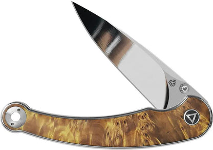 QSP Dolphin Linerlock Knife With Wood Handle - 3.13 Inch Spear Point Blade 14C28N Sandvik EDC Ready by QSP Knife