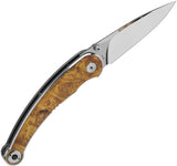 QSP Dolphin Linerlock Knife With Wood Handle - 3.13 Inch Spear Point Blade 14C28N Sandvik EDC Ready by QSP Knife