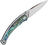 QSP Dolphin Linerlock Knife With Abalone Handle And 14C28N Blade EDC For Collectors And Enthusiasts Leather Sheath by QSP Knife