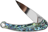 QSP Dolphin Linerlock Knife With Abalone Handle And 14C28N Blade EDC For Collectors And Enthusiasts Leather Sheath by QSP Knife