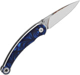 QSP Dolphin Linerlock Knife - Blue Swirl Resin Handle, 14C28N Stainless Steel Blade, EDC Ready by QSP Knife