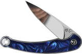 QSP Dolphin Linerlock Knife - Blue Swirl Resin Handle, 14C28N Stainless Steel Blade, EDC Ready by QSP Knife