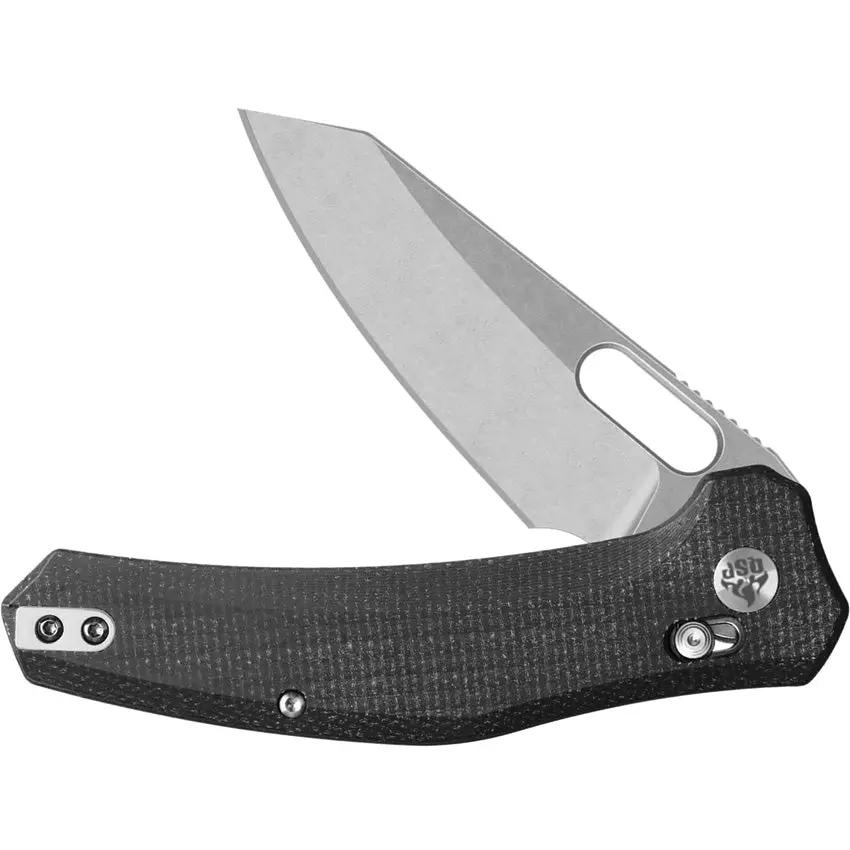 QSP Emu Glyde Lock Knife - Black Micarta Handle With 14C28N Stonewash Clip Point For EDC Enthusiasts by QSP Knife