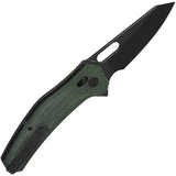 QSP Emu Glyde Lock Knife - Premium Green Micarta Handle And Extended Tang 3.25in 14C28N Sandvik Blade For EDC by QSP Knife