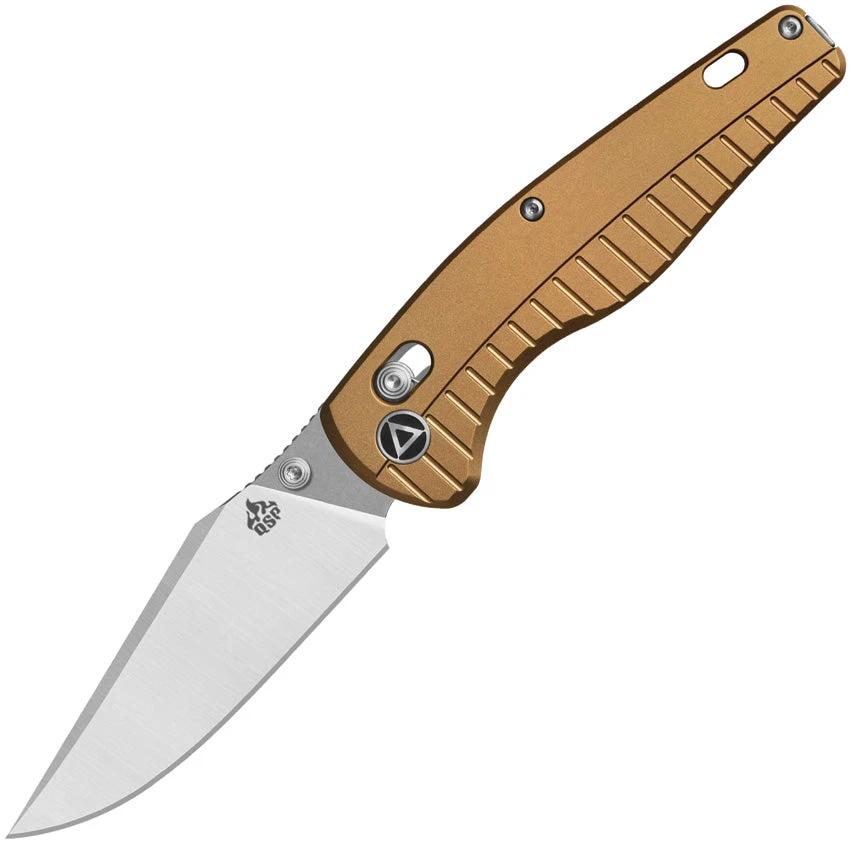 QSP Reptile Glyde Lock Knife For EDC Premium 14C28N Clip Point Blade Champagne Aluminum Handle by QSP Knife