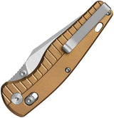 QSP Reptile Glyde Lock Knife For EDC Premium 14C28N Clip Point Blade Champagne Aluminum Handle by QSP Knife