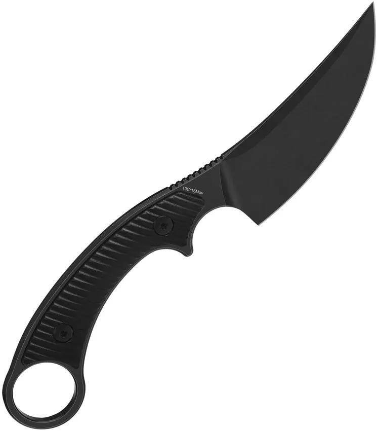 QSP Knife Viper Fixed Blade QS166-A2 - Rugged 4 Inch Black Stonewash Blade With G10 Handle For EDC Outdoors by QSP Knife