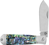 QSP Jumping Jack Slip Joint Knife Abalone Handle Satin 14C28N Blade 3.5In Closed QS167A EDC Favorite by QSP Knife