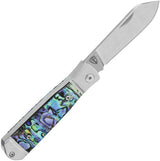 QSP Jumping Jack Slip Joint Knife Abalone Handle Satin 14C28N Blade 3.5In Closed QS167A EDC Favorite by QSP Knife