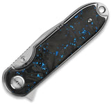 QSP Nebula Linerlock Knife - Blue Carbon Fiber Handle, 3-Inch Clip-Point Blade, EDC Outdoor Ready by QSP Knife