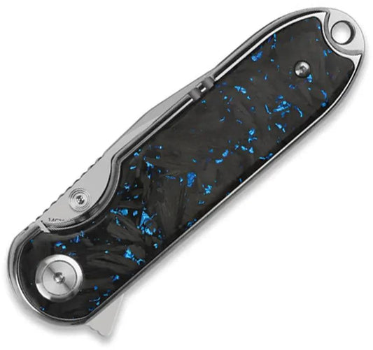 QSP Nebula Linerlock Knife - Blue Carbon Fiber Handle, 3-Inch Clip-Point Blade, EDC Outdoor Ready by QSP Knife