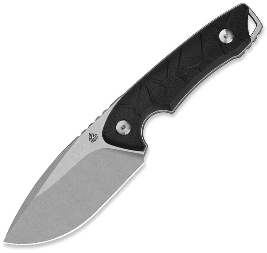 QSP Tiny TOT Fixed Blade Knife Stonewash Finish Compact Drop Point EDC for Outdoor Enthusiasts by QSP Knife