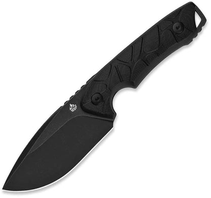 QSP Tiny Tot Fixed Blade Knife for EDC, 3.5in Drop Point, 10Cr15CoMoV Steel, Black G10 by QSP Knife