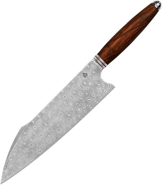 QSP Mulan Harpoon Chef Knife Damascus 8 Inch Blade Ironwood Handle For Home Chefs by QSP Knife