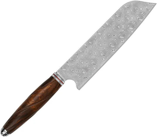 QSP Knife Mulan Series Santoku Knife - Premium Damascus Blade With Ironwood Handle For Home Cooks by QSP Knife