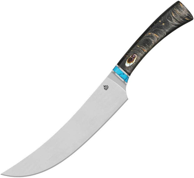 QSP Knife Noble Series Butcher Knife QS KK 006A Satin 14C28N Blade Stabilized Wood Handle With Abalone Inlay For Pros by QSP Knife
