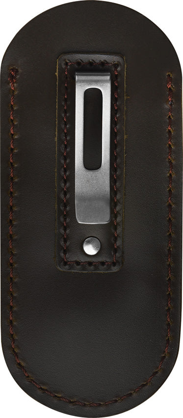QSP Leather Knife Sheath Dark Brown - Fits QS161 Dolphin Up To 4.75in Closed With Metal Pocket Clip by QSP Knife