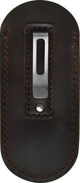 QSP Leather Knife Sheath Dark Brown - Fits QS161 Dolphin Up To 4.75in Closed With Metal Pocket Clip by QSP Knife
