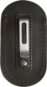 QSP Leather Knife Sheath Dark Brown For 4 Inch Closed Knives With Metal Pocket Clip - Secure Carry And Quick Access by QSP Knife