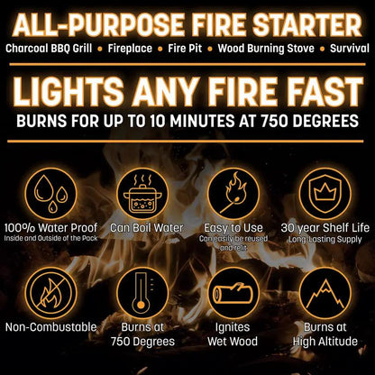 QuickSurvive Fire Starter 12 Pack QS-12 - Waterproof, Fast Lighting For Grills, Fireplaces And Campfires by QuickSurvive
