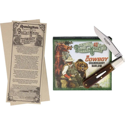 Remington 40th Anv Granddaddy Barlow R9511 - Satin Finish Stainless Clip Blade Brown Sawcut Bone Handle by Remington