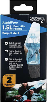 RapidPure 1.5L Collapsible Bottle 2 Pack - Lightweight and Packable BPA Free with Standard Thread for Purifier by Rapidpure