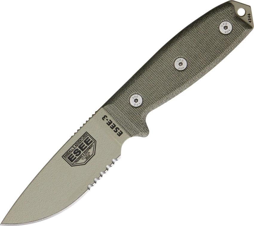 ESEE 3 Desert Tan Knife ESEE 3S DT Rugged 1095HC Blade For Outdoor Survivalists Today by ESEE