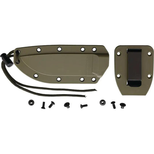 ESEE Model 4 Fixed Blade Knife Desert Tan 1095HC Powder Coat Full Tang OD Green Canvas Micarta Handle Outdoor Survival by ESEE
