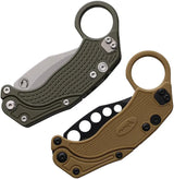 Reate Knives EXO K Button Lock Hawkbill EDC Knife Green SW Finish With Gravity Assisted Deployment by Reate Knives