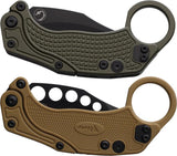 Reate Knives EXO K Button Lock Hawkbill EDC Folding Knife Gravity Deploy Black PVD Blade Textured Aluminum Handle N690 by Reate Knives