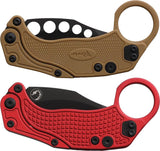 Reate Knives EXO-K Button Lock Hawkbill EDC Knife With Red Textured Aluminum Handle And PVD Finish by Reate Knives
