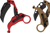 Reate Knives EXO-K Button Lock Hawkbill EDC Knife With Red Textured Aluminum Handle And PVD Finish by Reate Knives