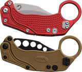 Reate Knives EXO K Button Lock Hawkbill EDC Knife Red Textured Aluminum Handle N690 by Reate Knives
