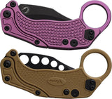 Reate Knives EXO-K Button Lock Hawkbill Knife - Purple Textured Aluminum Handle With Black PVD Hawkbill Blade For EDC by Reate Knives