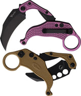 Reate Knives EXO-K Button Lock Hawkbill Knife - Purple Textured Aluminum Handle With Black PVD Hawkbill Blade For EDC by Reate Knives