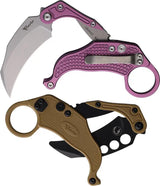 Reate Knives EXO K Button Lock Hawkbill Knife - Purple Textured Aluminum Handle N690 Steel Blade For EDC by Reate Knives