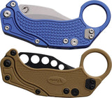 Reate Knives EXO K Button Lock Hawkbill Knife - Gravity Deployment, Blue Aluminum Handle For EDC by Reate Knives