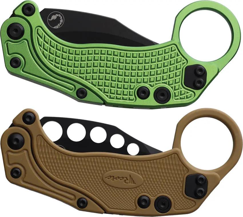 Reate Knives EXO K Gravity Deploy Hawkbill EDC Knife Reverse Positioned Button Lock Lime Aluminum Handle by Reate Knives