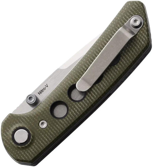 Reate PL-XT Pivot Lock Knife - Nitro V Blade, 3-Inch, Stonewash Green Micarta and Black G10 Scales by Reate Knives