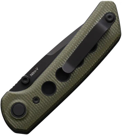 Reate Knives PL XT Pivot Lock EDC Knife - Nitro V Steel Blade With Green Micarta Scales And Black G10 Handle by Reate Knives