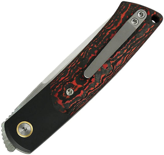 Reate Knives Tribute Liner Lock Knife Lava Flow Carbon Fiber Handle M390 Blade for EDC Enthusiasts and Collectors by Reate Knives