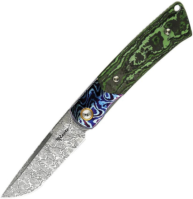 Reate Knives Tribute Linerlock Jungle Wear TRIBUTE DAMASTEEL FAT CARBON J by Reate Knives