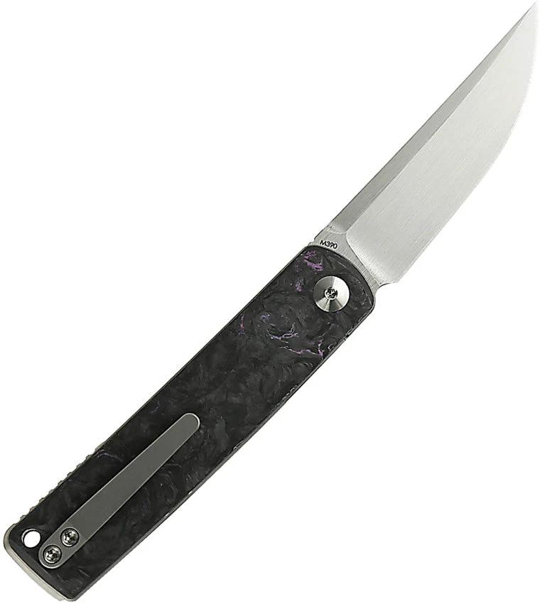 Reate Bushido Linerlock Dark Matter Purple Carbon Fiber EDC Knife With Satin M390 Blade by Reate Knives