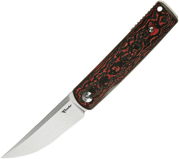 Reate Bushido Linerlock Lava Flow Carbon Fiber Knife M390 Blade For EDC Collectors by Reate Knives