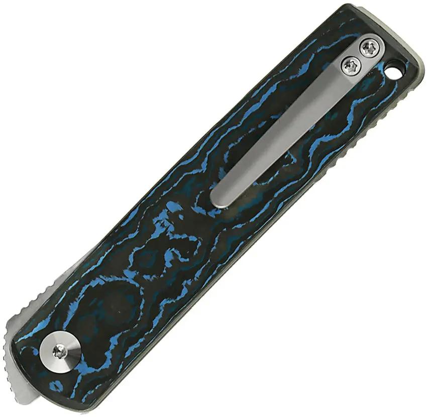 Reate Knives Bushido Linerlock Arc Storm Arctic Blue Carbon Fiber Bohler M390 Blade - Premium EDC Knife by Reate Knives