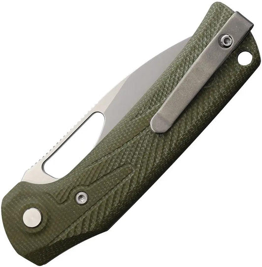 Reate Knives PL-XE Pivot Lock Knife - Green Micarta Scales With Nitro-V Steel For EDC Enthusiasts by Reate Knives