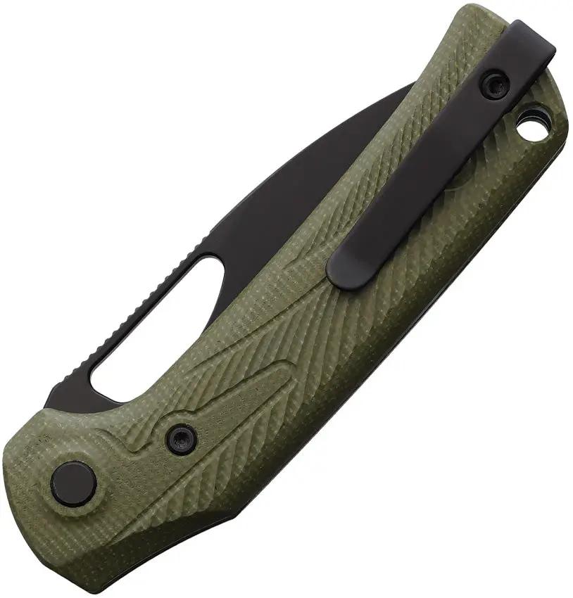 Reate Knives PL XE Pivot Lock Knife - Black PVD Coated Nitro V Blade With Green Micarta Handle For EDC Enthusiasts by Reate Knives
